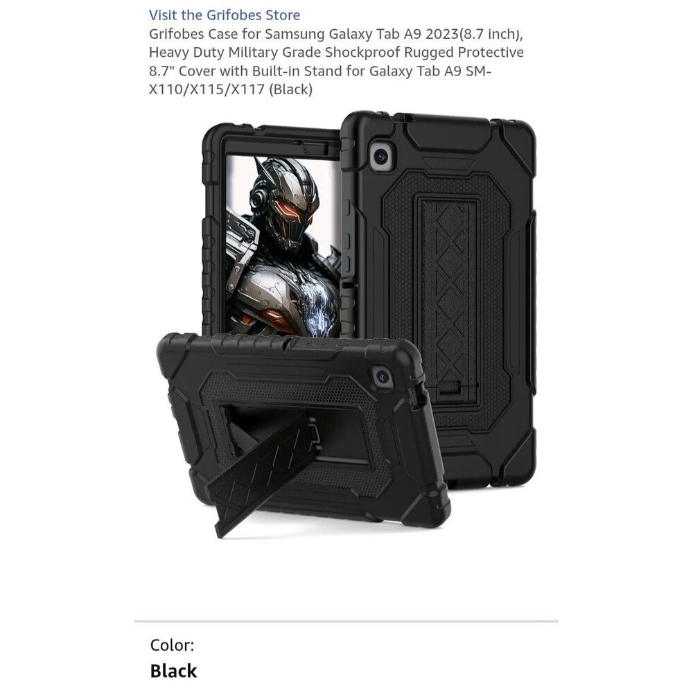 Black Rugged Protective Case for Samsung Galaxy Tab A9